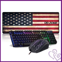 PC 마우스 키보드 장 패드 컴퓨터 LED 세트 미국 성조기 디자인 MK-3000 포함 DDZONE 추천 방 프로 게이머 손목 받침 천연 고무 장 인테리어 땀 흡수 편안한, 단품, 단품