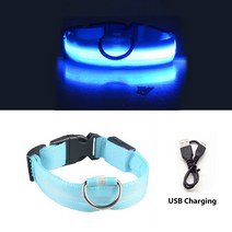 인식표 네임텍 강아지등록 반려동물칩 개 목걸이 목줄 용품 고양이 USB 충전 Chien 분실 방지자동차 사고 방지 Luminoso 안전 버튼 배터리 LED 물건, [05] XL NECK 42-56 CM, [01] White USB