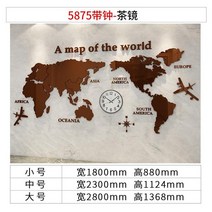 세계지도 시계 소품 사무실 데코 아크릴 종이 디자인, 브라운 (시계 포함)