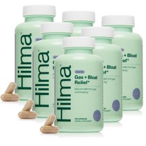 힐마 Gas & Bloating Relief 레몬밤 펜넬 페퍼민트 비건 캡슐 100정 HILMA, 6개
