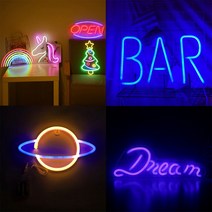 행성 전광판 무드등 무지개 네온사인 음식점 주점 LED 아트사인 DGITEM, 네온사인 행성(옐로우+블루)