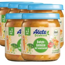 독일 알레떼 Alete 1살부터 향료 설탕 무첨가 마카로니를 곁들인 크림 야채 아기 이유식 250g, 12팩