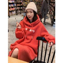 맨투맨 롱 후드 원피스 여성 긴팔 빅사이즈 가을과 겨울 데일리룩 루즈핏 오버핏 20대 30대 코디 벨벳