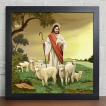 꾸밈 iw424-성경이야기예수인테리어액자 액자, 화이트-1타입-양떼