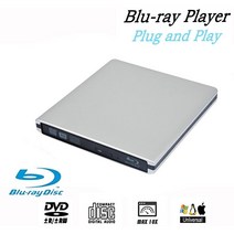 외부 블루 레이 DVD 드라이브 3D USB 3.0 휴대용 블루 레이 DVD CD 버너 RW CD 행 OS Windows 7 8 10 Linxus PC|광학 드라이브|, 1개, Silver, 단일