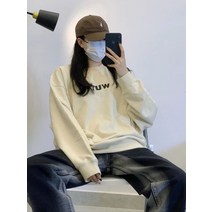 비늘 빨간색 책 디자인 감각 라운드 네트 빨간색 커플룩 맨투맨 ins 상의 여조