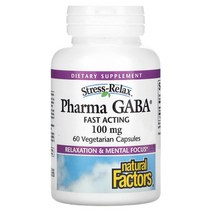 Natural Factors 스트레스 완화 제약 GABA 100mg 식물성 캡슐 60정