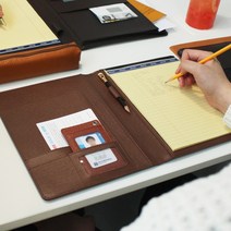 아인텍 고급형 B5 가죽 레포트패드 2단형 + 메모패드 증정 다크브라운 H3229 (1개), 1개