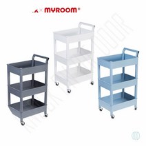 트롤리 이동형 3단 리빙박스 바퀴달린수납장 주방카트, (그레이)