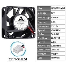 배기팬 Gdstime-DC 12V 24V 60x60x25mm 컴퓨터 CPU 쿨러 6025 브러시리스 배기 냉각 팬 그래픽 카드 냉각용 60MM 1 개, [01] 12V Sleeve XH2.54, [03] 5 Piece 6025 Fans