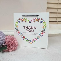 ABM 플라워 땡큐 쇼핑백 화이트 중 10개 종이쇼핑백 선물포장 종이가방 선물쇼핑백 선물가방, 본상품