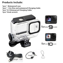고프로호환하우징 방수케이스Gopro Hero 용 충전식 방수 하우징 케이스 10 9 7 Black 6 5 2018 4 3 + 카메, 01 for Hero 10 9