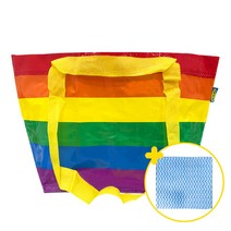 행주증정 이케아 스토르스톰마 무지개 장바구니 13L 타포린백 가방 수납 시장 마트 보관, 1개