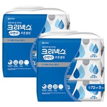 크리넥스 수앤수 코튼클린 플러스 물티슈 캡형, 72매입, 12팩