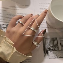 【아침 햇살】한국어 실버 Pleated 검지 손가락 반지 틈새 디자인 패션 쿨 스타일 고급 패션 성격
