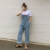 떳다그녀 월체 데님 점프수트