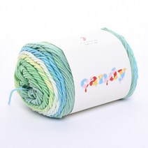 삼남뜨개실 캔디실 10+1 코바늘실 대바늘실 케이크얀 면혼방 100g 49컬러 사계절실 뜨개실, candy 100g 28 롤링팝 그린 옐로우