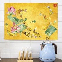 잉어 그림 연꽃 생기 합격운 인테리어 서재 공부방 벽꾸미기 캔버스 액자, new 01. 만금구어도