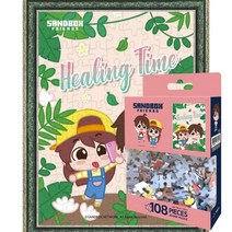 퍼즐피플 샌드박스즈 포켓몬스터 카카오 팬시퍼즐 모음 직소퍼즐, 힐링타임 샌드박스프렌즈 108피스 액자포함(엔틱그린), 108p