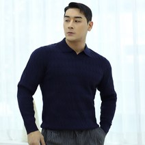 보스트핏 남자 머슬핏 케이블 오픈카라 니트 4color