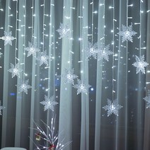 트리장식 크리스마스 눈송이 LED 스트링 조명 번쩍이는 요정 커튼 파티 결혼식 장식 방수 3.2M, [03] Cold White, [01] 110V US Plug