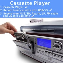 텐테이블 LoopTone-턴테이블 플레이어 블루투스 호환 비닐 레코드 카세트 MP3 CD USB 레코더 AM/FM 라디, 01 220V-240V