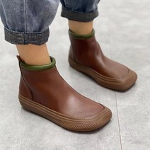 도오빠 아지오N 여성 가죽 앵클 부츠 단화 플랫 슈즈 3CM 숏 부티 로우힐 하이탑 스퀘어토 여자부츠