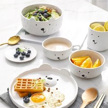1인 식기세트 혼밥족 곰돌이 플레이팅 접시, 브런치세트