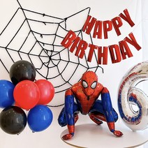 스파이더맨 풍선 세트 어벤져스 생일 파티 용품 가랜드 남아 7살 8살, 스파이더맨풍선풀세트, 8, 골드