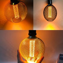LED 에디슨 전구 철망 인테리어 감성 조명 램프 레터링 집꾸미기 카페조명 무드등 4W, 1.LED 철망 원형 에디슨 전구세트, 실버