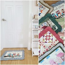 퀼트 면 욕실매트 발매트 현관발매트 면매트 목화면 코튼 순면, 체크나뭇잎