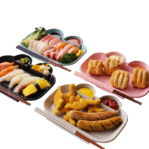 소스 두칸 접시 4종 세트 핑크/블루/그레이/블랙