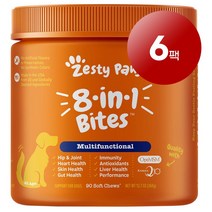 리암마켓 Zesty Paws 제스티 포우즈 강아지용 다용도 건강 관리 보충제 코어 엘리먼트 소프트 츄 90개 1팩, 6팩