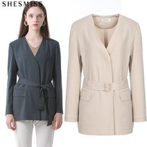 [쉬즈미스] 미니멀 노카라 벨티드 재킷 (택가격 278000원)