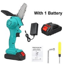핸드형소형전기톱 독일고출력전기톱 충전체인톱 기계톱 88v 1080w 4 인치 미니 전기 체인 톱 2 배터리 충전식 목공 가지 치기 한손 정원 로깅 전동 공구, 협력사, 녹색 1x배터리, 유럽 ​​연합