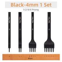 가죽펀칭기 타공기 WUTA 기본 가죽 끌 도구 다이아몬드 찌르는 철 구멍 펀치 스티칭 공예 3/4/5/6mm 1-2-, 05 Black 4mm 1 Set