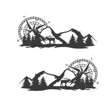 자동차 캐러밴 트레일러에 대한 RV 캠핑카 범용 차체 스티커 DIY 나침반 탐색 동물 데칼 스티커 장식, 하나, 보여진 바와 같이