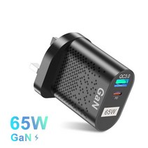 몽이몰 호환 Tkey65W 질화 갈륨 GAN 휴대폰 고속 충전기 어댑터 폰 샤오미 삼성 USB PD 빠른 충전 KCEUUS 플러그, 02 Black For UK