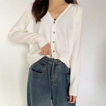 밀크봉봉 여성용 루즈핏 브이넥 니트 가디건