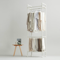 시스템행거 이케아 행거 스탠드옷걸이 옷장 원룸 미니 드레스룸 물리그 2단 이동식 자취방, 무볼트_더블행거