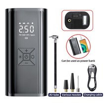 타이어 공기주입기 에어컴프레셔 자동차 타이어 공기 주입기 휴대용 압축기 휴대폰 충전 정확한 압력 L, 03 USB Power Bank