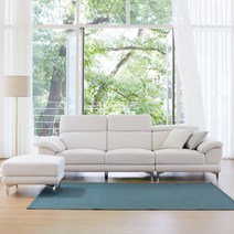 브리엔츠가구 베니스 아쿠아매직텍스 패브릭 4인용 소파, 4인쇼파+보조스툴, 스카이블루