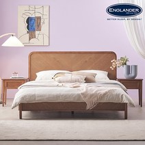 잉글랜더 메리미 헤링본 고무나무 원목 침대 LK(Sweet Slumber 스탠다드 매트-K), 월넛+매트(BG), 프레임+매트
