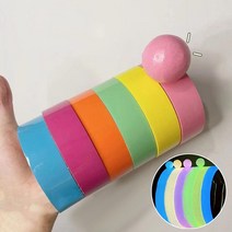 유니커블 야광 컬러 끈끈이 볼 테이프 공 만들기 장난감 끈적볼 찐득이 말랑이 주물럭 팝잇 공놀이 키덜트 아트 토이 재료, 원색C WC488-1