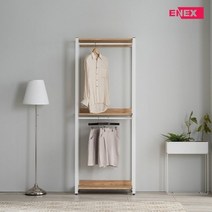 ALL NEW 리얼스틸 2단 행거 선반장, 오크+화이트/오크+화이트