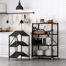 유씨엠 원터치 철제 이동식 4단 폴딩선반 수납선반, 화이트