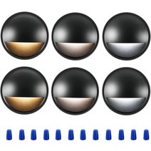 CLOUDY BAY [6팩] 3CCT 저전압 LED 데크 조명 야외 2700K/3500K/5000K 가능 조경 계단 난간 펜스, 01 블랙 | 6팩