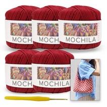 [니뜨]모칠라실(45g)x5볼+모사용코바늘4/0호+다미체크숄더백도안, 9_와인