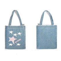 여성용 데님에코백 프린팅 구제청 가방 여자핸드백