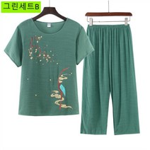 TANC 엄마 투피스 반팔 티셔츠 블라우스 와이드 팬츠